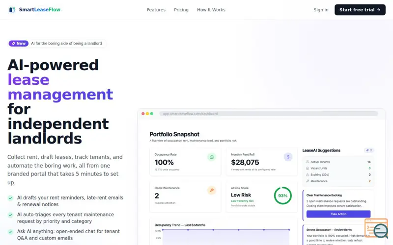 Screenshot of SmartLeaseFlow