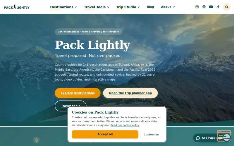 Screenshot of Pack Lightly