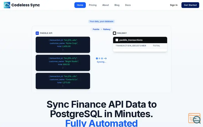 Screenshot of Codeless Sync