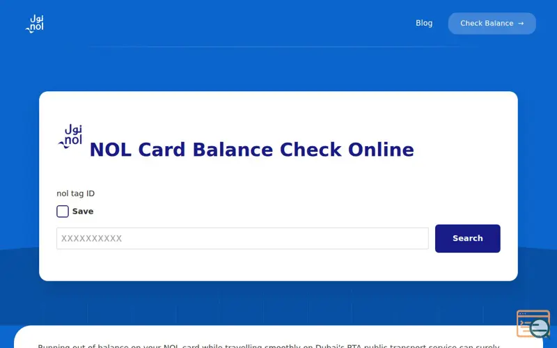 Screenshot of NOL Card Balance Check Online