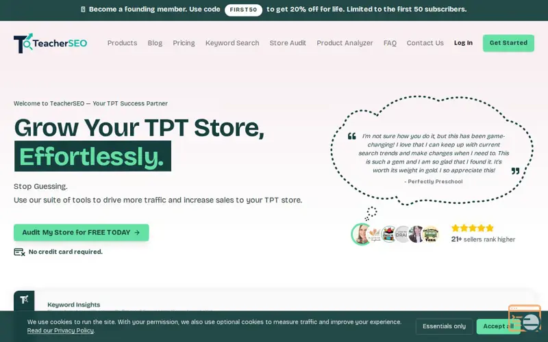 Screenshot of TeacherSEO