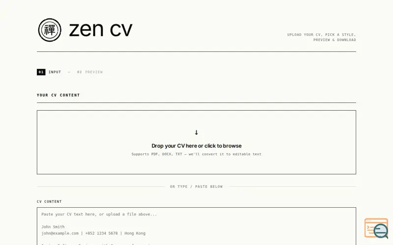 Screenshot of Zen CV