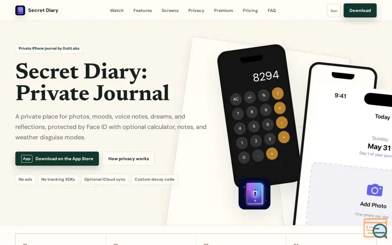 Screenshot of Secret Diary