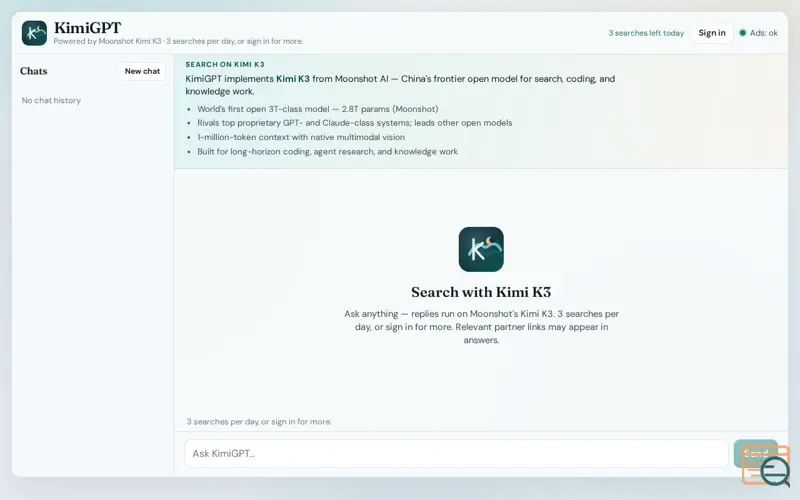 Screenshot of KimiGPT