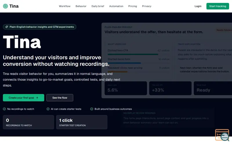 Screenshot of Tina - Automated GTM