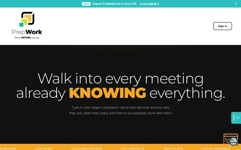 Screenshot of PrepWork
