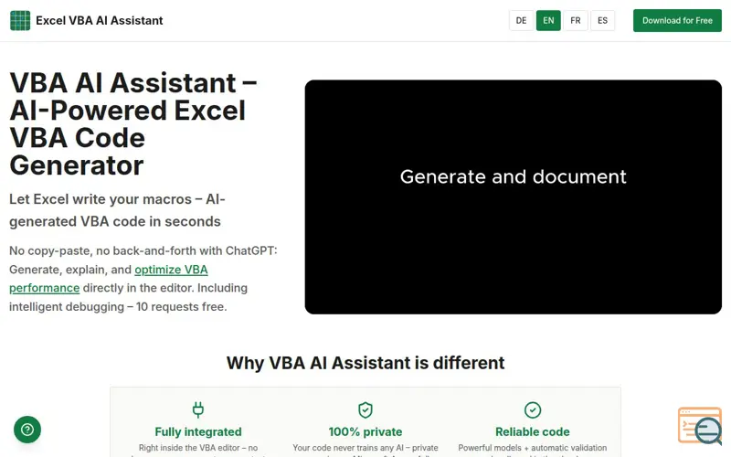 Screenshot of VBAssistant.ai