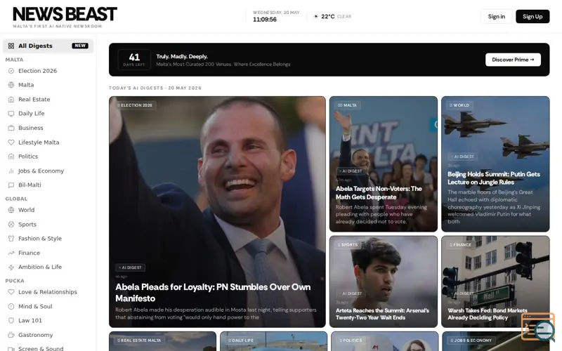Screenshot of News Beast