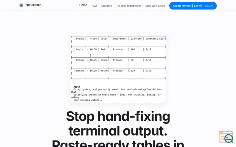 Screenshot of PipeCleaner