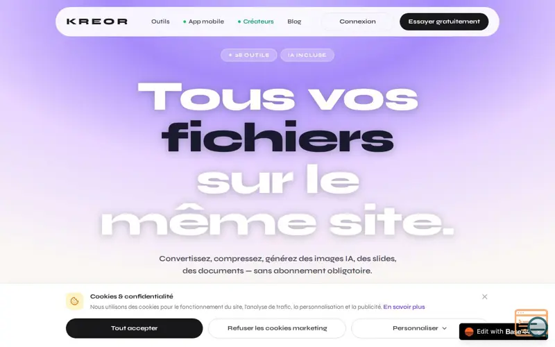 Screenshot of Kreor.Ai