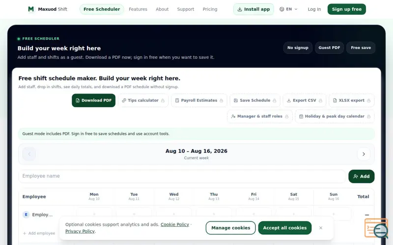 Screenshot of Maxuod Shift