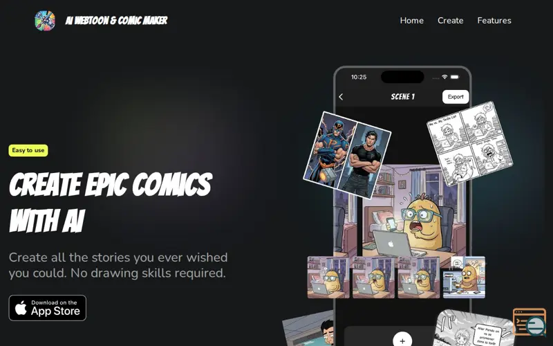 Screenshot of AI webtoon & comic maker