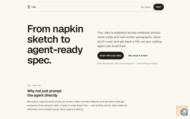Screenshot of nib