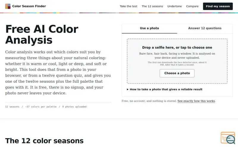 Screenshot of Color Season Finder