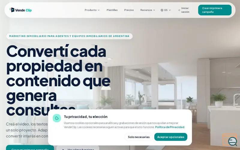 Screenshot of VendeClip