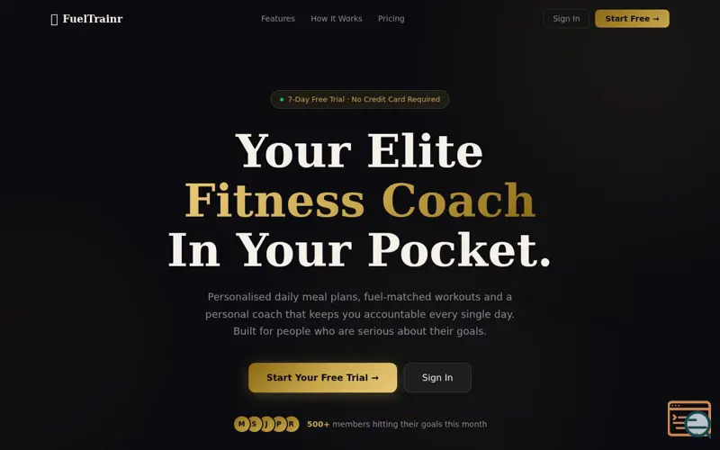 Screenshot of FuelTrainr