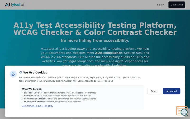 Screenshot of a11ytest.ai
