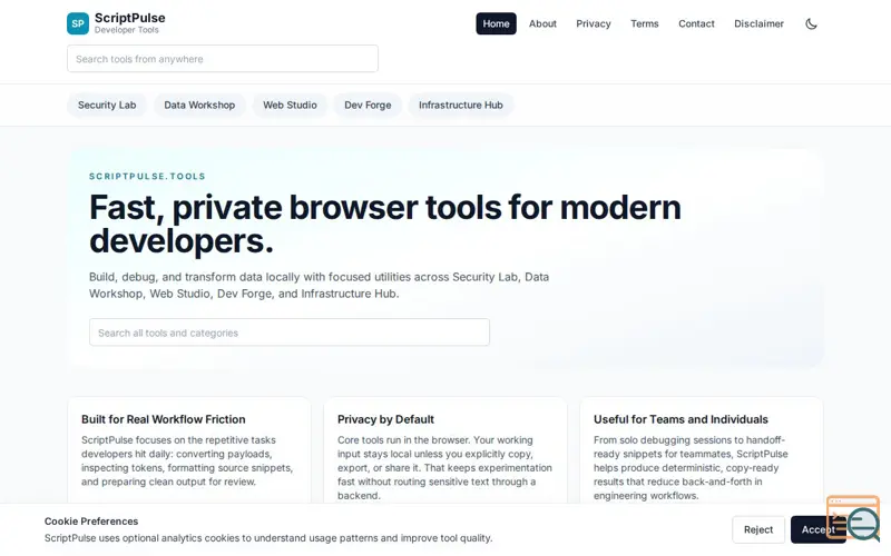 Screenshot of ScriptPulse.tools
