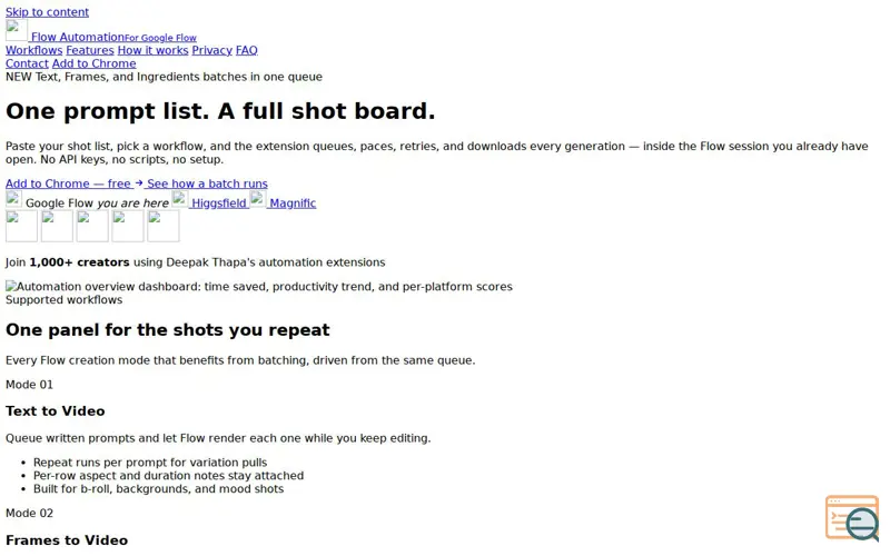 Screenshot of Google Flow Automation