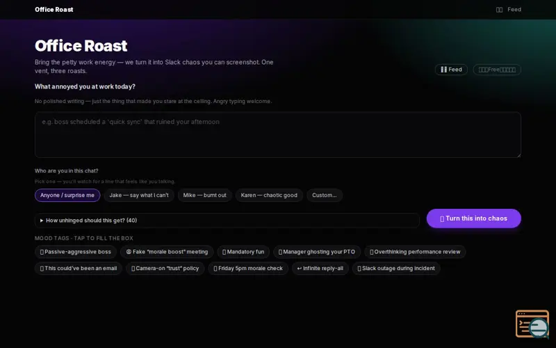 Screenshot of Office Roast