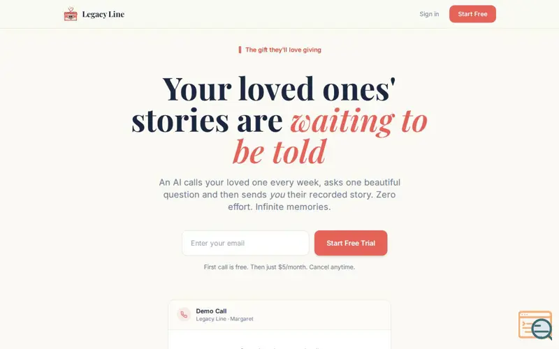 Screenshot of LegacyLine