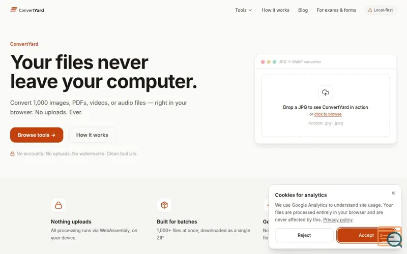Screenshot of ConvertYard