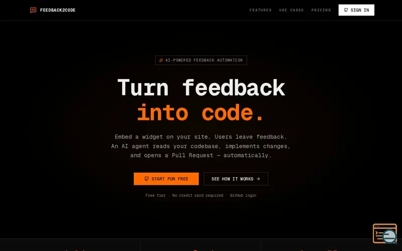 Screenshot of feedback2code