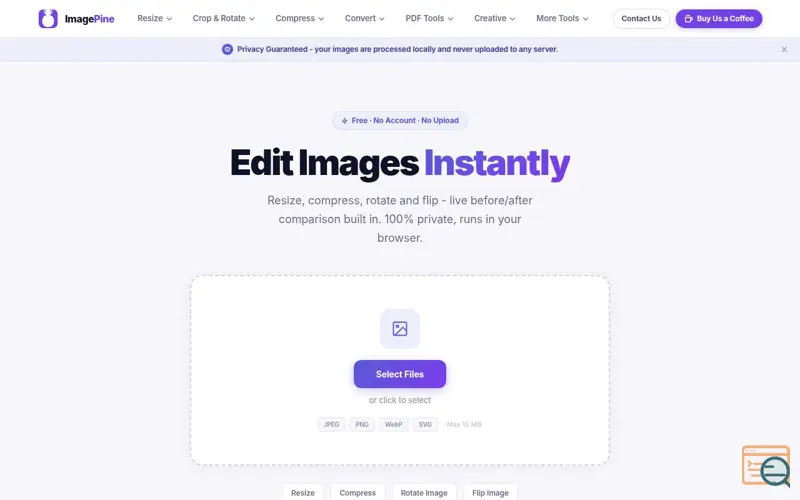 Screenshot of ImagePine