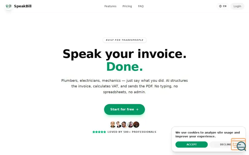 Screenshot of SpeakBill, a launch using DeepSeek