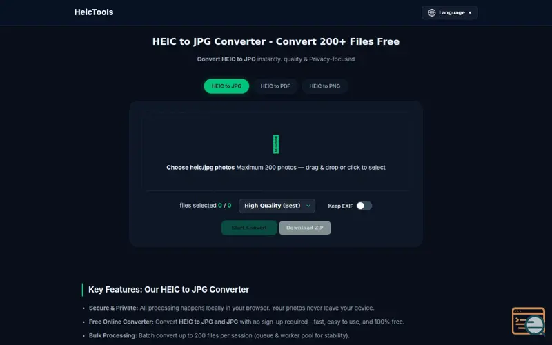 Screenshot of HeicTools
