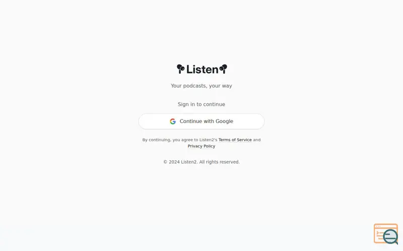 Screenshot of Listen2 Podcasts, a launch using Emma