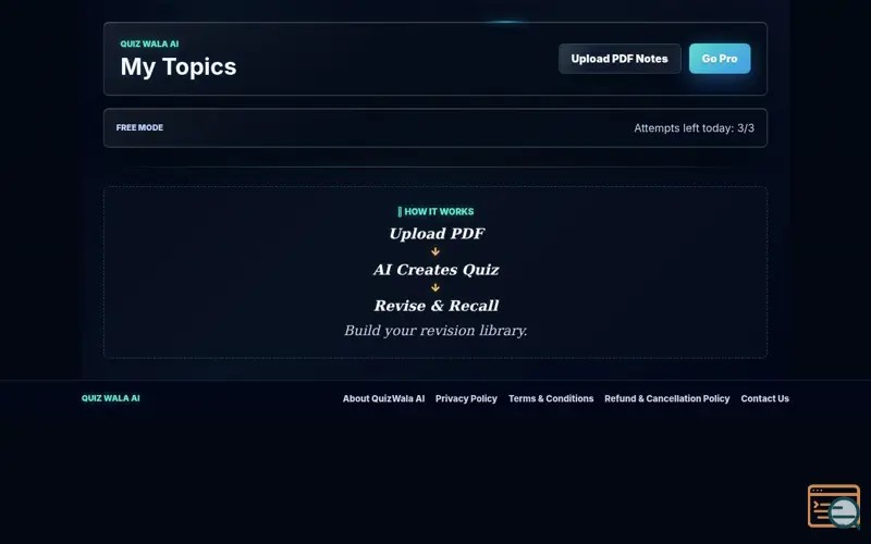 Screenshot of QuizWala AI
