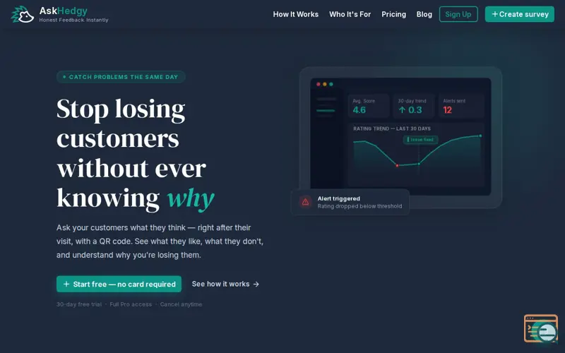 Screenshot of AskHedgy