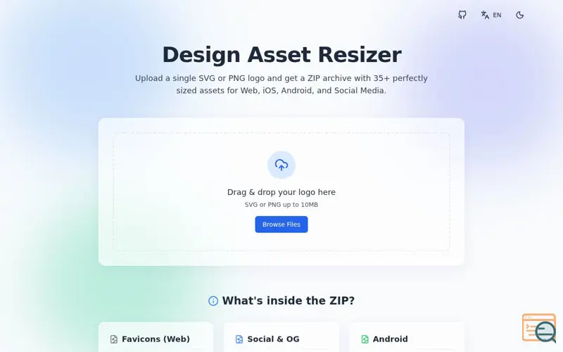 Screenshot of Design Asset Resizer