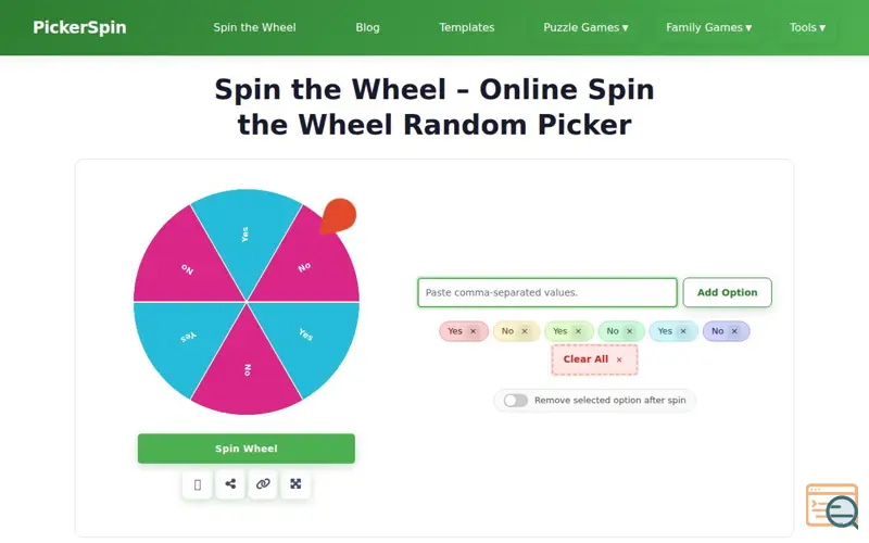 Screenshot of PickerSpin