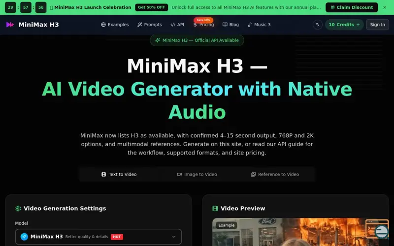 Screenshot of MiniMax H3