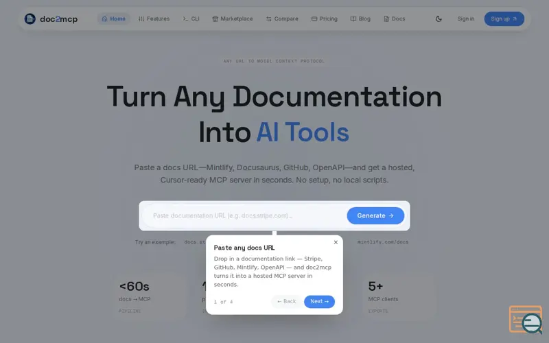 Screenshot of doc2mcp