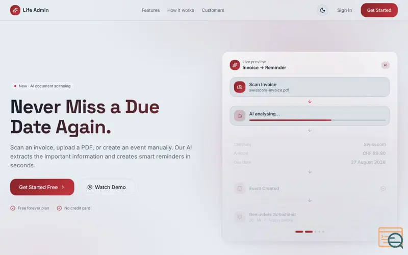 Screenshot of AI Life Admin