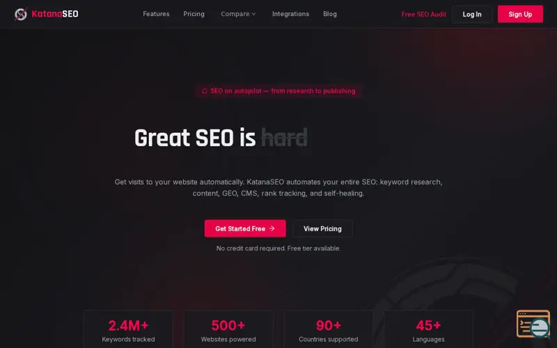 Screenshot of KatanaSEO