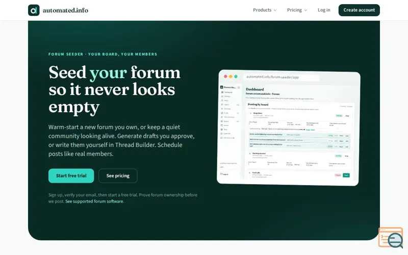 Screenshot of Forum Seeder