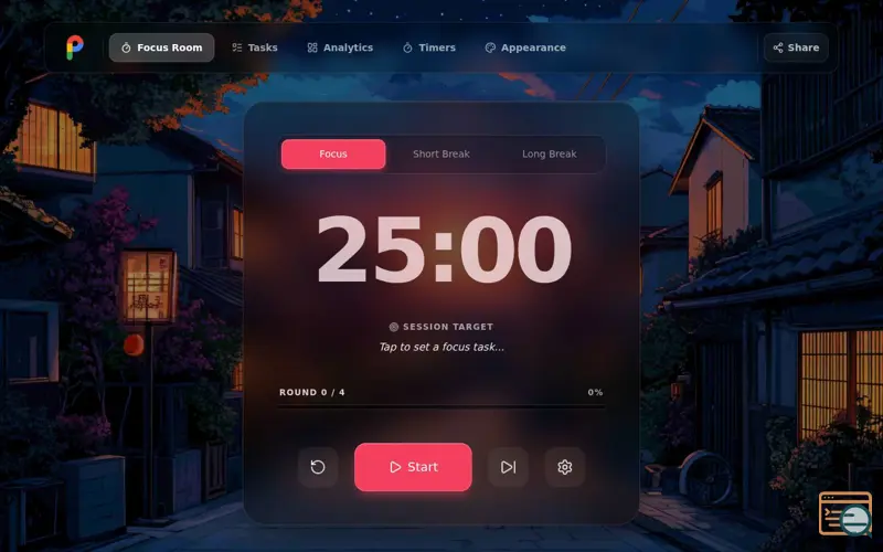Screenshot of Pomodoro.in