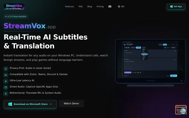 Screenshot of StreamVox - AI Live Translator