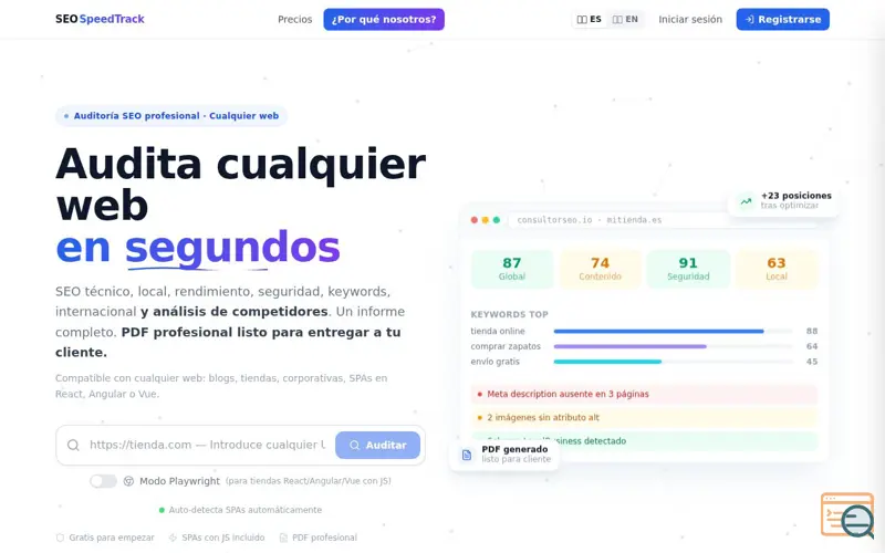 Screenshot of SEOSpeedTrack