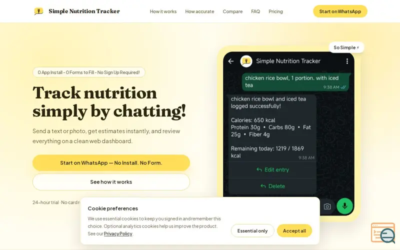 Screenshot of Simple Nutrition Tracker