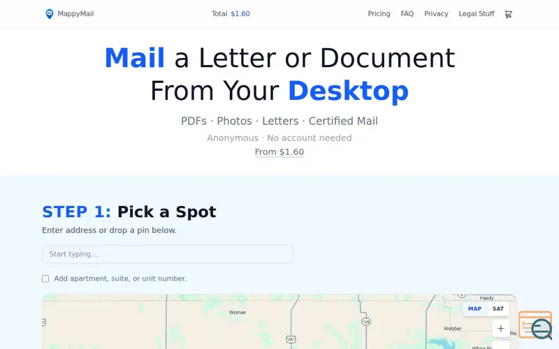 Screenshot of MappyMail