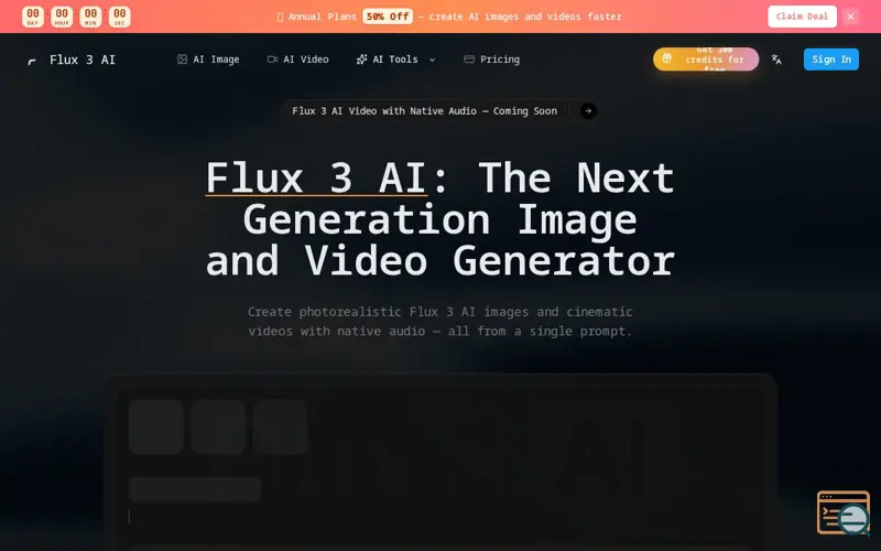 Screenshot of Flux 3 AI Image Video Generator
