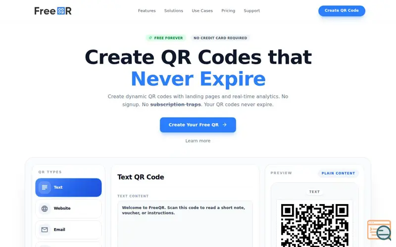 Screenshot of Free QR Codes Generator