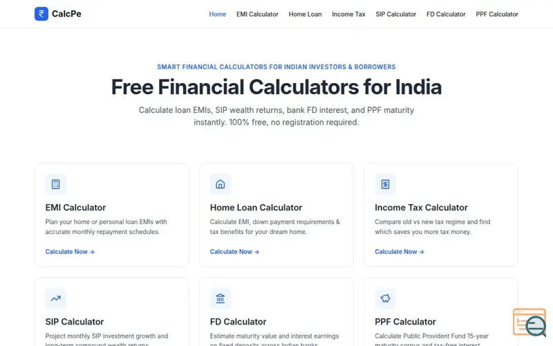 Screenshot of CalcPe 