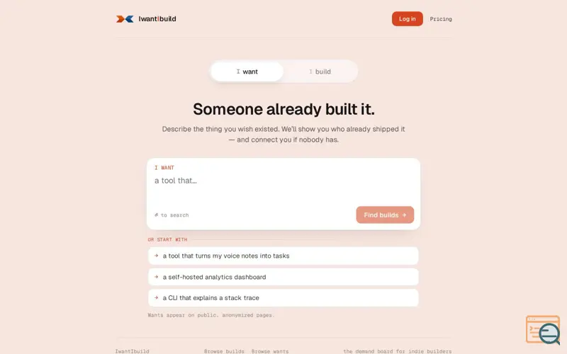 Screenshot of IwantIbuild