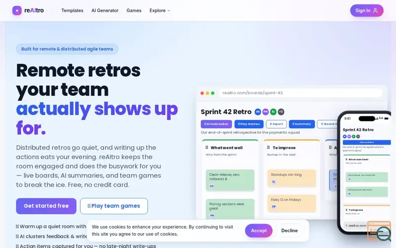 Screenshot of AI Retroboard